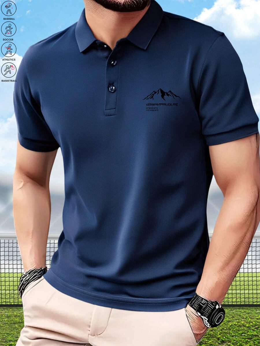 1 件男士夏季运动户外短袖 Polo T 恤，适合跑步、锻炼、网球和高尔夫 - 黑色 - 查看 1