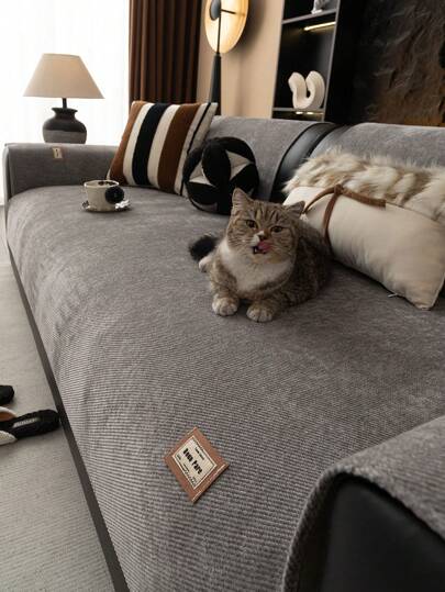 1 Tấm phủ ghế sofa bằng vải chenille màu trơn, chống trượt dùng được cả bốn mùa, có thể giặt máy, bảo vệ đồ nội thất phòng khách, thân thiện với thú cưng và trẻ em, phù hợp với ghế sofa hình chữ L, ghế đôi, ghế 3 chỗ, ghế 4 chỗ và ghế sofa góc (bán riêng).