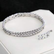 1pc Minimalist High-End Synthetic Cubic Zirconia Bracelet, Lightweight Luxurious Design For Daily Wear, Dates, Weddings, And Parties