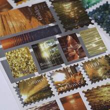 1pc Dreamy Photography Stamp Decor Stickers For Scrapbooking, Exquisite Stamp-Shaped Glitter Die-Cut Stickers Craft Supplies - Multicolor - View 2