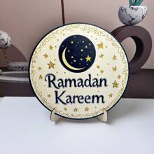 1 Pezzo Set Decorazione Tavola con Stelle e Luna per Casa, Tavolo da Pranzo, Portico, con Decorazione in Legno e Supporto