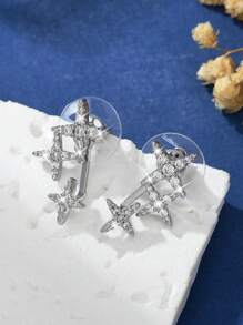 1 Pair Luxury Elegant Star Stud Earrings Suitable For Women's Daily Wear, Charming
