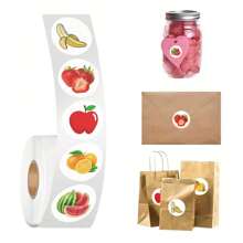 500 件水果贴纸卷 500 件水果贴纸卷乙烯基贴纸适用于剪贴簿、日记本、笔记本电脑、保险杠、滑板、水瓶、电脑、手机、卡通动漫 - 彩色 - 查看 3