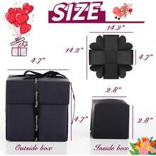 Bf Gifts Explosion Box Gifts,Surprise Creative DIY Photo,Exploding Love Box,Love Memory Photo Box With 4 Faces For Anniversary,Birthday,Valentine's Day And Wedding(Black) Square - 黑色 1 - 查看 8