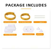 Kit Suporte de Balão Dourado de 8FT & 5FT, Suporte de Arco de Balão Dobrável Livremente, Suporte de Arco Metade com Base para Casamento, Aniversário, Formatura e Mais