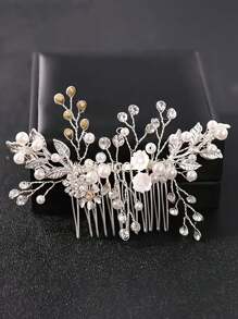 Elegant Gold Foil Bridal Hair Comb - Zinc Alloy, Perfect For Weddings And Special Occasions - Multicolor - View 6