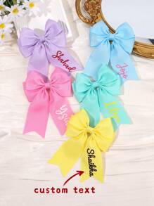 1 pieza Pinza de pelo con lazo personalizada para niñas con nombre impreso, lazo de pelo bordado con nombre personalizado, hebilla de pelo en forma de moño linda, adecuada para decoración diaria del cabello, regalo para niñas