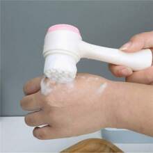 1 件二合一面部刷 - 软毛清洁刷和双面硅胶刷，用于温和去角质、手动面部毛孔清洁、去除黑头（学校使用） - 粉色 - 查看 3