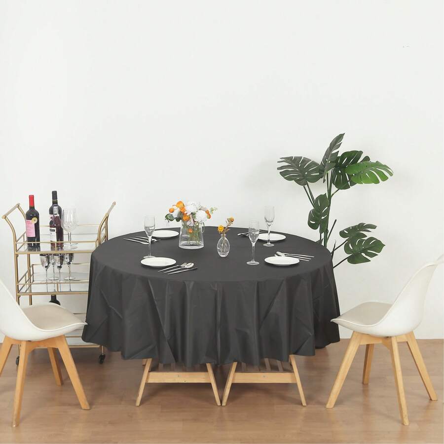 12pcs Round Plastic Tablecloths, Premium Plastic Disposable Tablecloths, Suitable For Easter Holiday Use