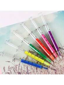 6pcs Vibrant Syringe Highlighters - Smooth Writing, Long-Lasting Ink - Perfect For Students & Professionals - Assorted Bright Colors, Office & School Supplies Set Back To School - Multicolor - View 3
