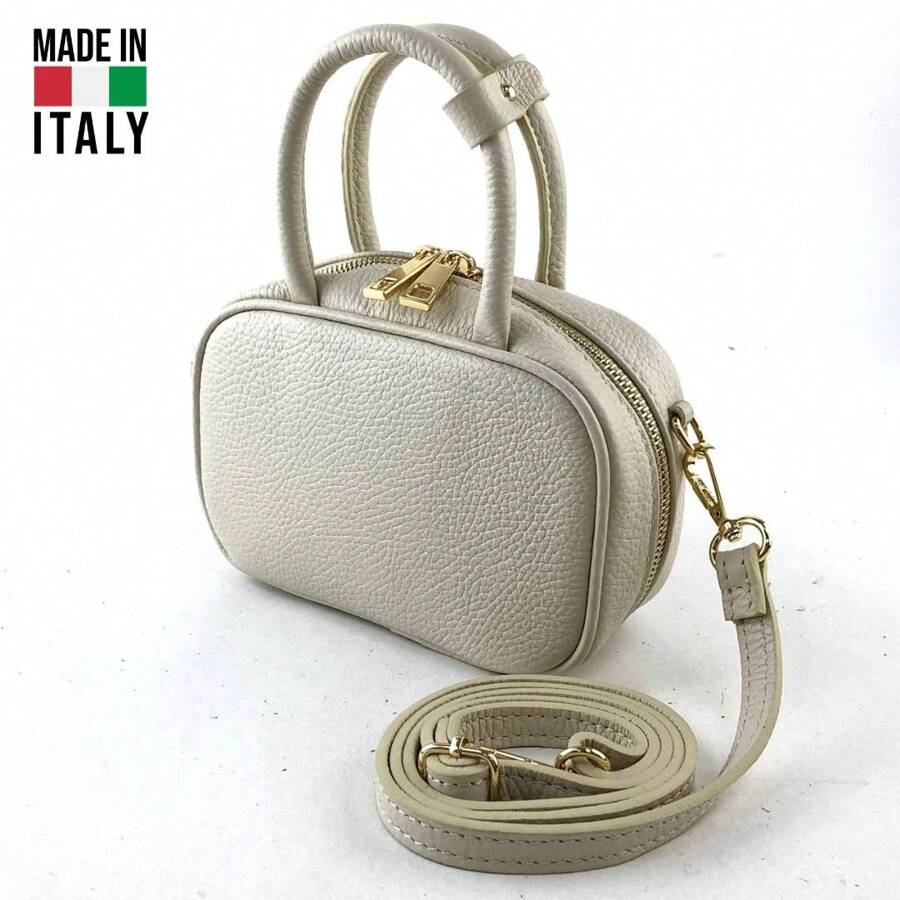 Boston Bag - Genuine Calf Leather, Made In Italy, Evergreen Classic Model