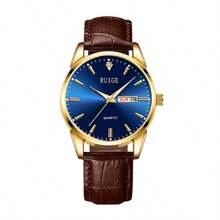 RUIG Relógio de Quartzo Masculino RUIGE para Negócios, Simples, , com Calendário, Brilha no Escuro, Presente Masculino