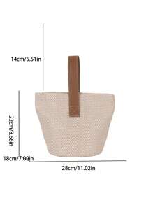 Torba Leisure Holiday Woven Bag damska w kontrastowym kolorze, uroczy koszyk wypoczynkowy, torba plażowa na rękę