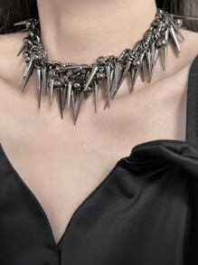 Collar con cadena de remaches, bola y borla de diseño exclusivo, Gargantilla de moda - cadena de pantalón - Ver 7