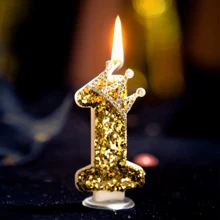Colored Gold Crown Digit Birthday Candles - Creative Digit 0-9 Party Candles, Birthday Party Decoration, Children's Birthday Candles, Wedding/Holiday Cake Decorations, Atmosphere Creating Digital Birthday Candles Gifts Graduation