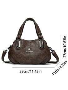 三层大容量设计师手提包，柔软皮革女士单肩斜挎包，2024新款奢华托特包 - 咖啡 - 查看 5