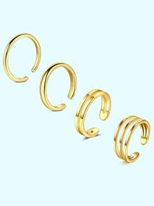 4Pcs Stainless Steel Toe Rings For Women Adjustable Toe Ring Set Simple Cute Thin Band Beach Summer Foot Jewelry Golden Silvery Rose Golden