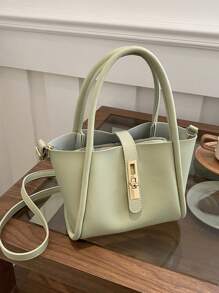 Bolso de mano versátil para madre de unicolor de moda en PU con bolsita pequeña para monedas
