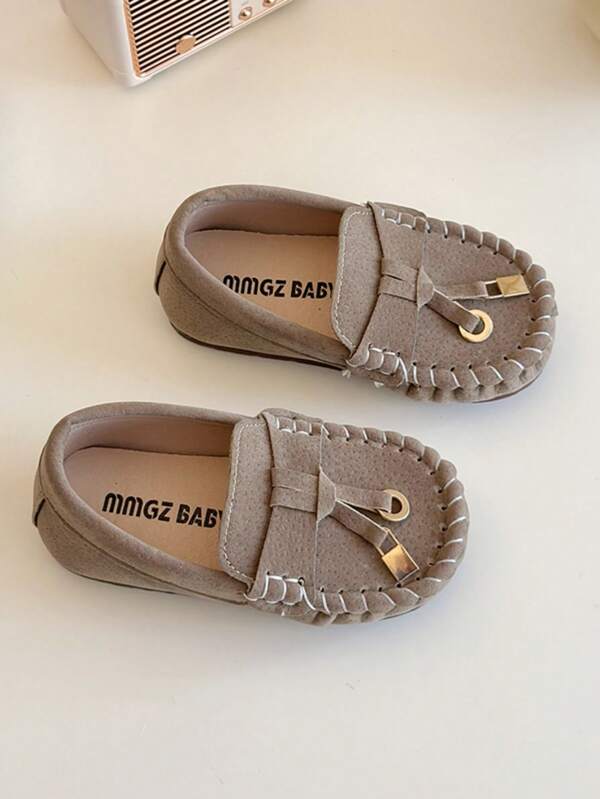 1 paio di mocassini per bambini, scarpe casual in morbida pelle con slip-on per bambini e bambine