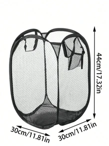 1/2pcs Large Capacity Folding Laundry Basket With Pockets On The Side For Storing Dirty Clothes, Suitable For Bedroom, Bathroom