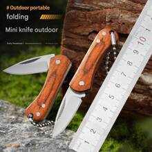 Kolorowy drewniany mini scyzoryk ze stali nierdzewnej składany nóż do owoców przenośny ekspresowy otwieracz do pudełek Outdoor brelok składany nóż, mały, ale nie za delikatny, aby stać się nożem na dłoni; kempingowa przygoda