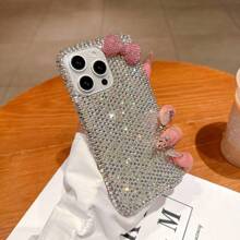 1 件卡通可爱蝴蝶结 Sanrio 适用于 iPhone16/15promax 苹果 14 手机壳 13 新款 12 全包 11 适合运动、登山、户外和露营 - 銀色 - 查看 2