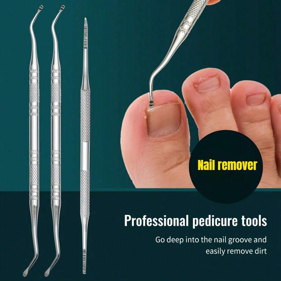 1pc / 3pcs Professional Pedicure Tools: Nail Groove Cleaner, Nail File, And Toenail Lifter - Anti-Slip Design For Safe Nail Care