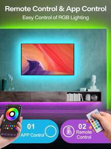 19.6ft LED TV Backlight Strip Lights, Music Sync RGB Color Changing Bias Lighting For 32-80 Inch HDTV - Multicolor - View 2