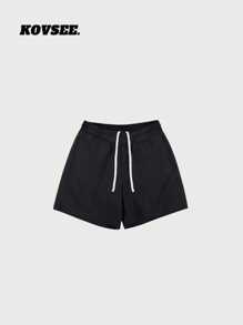 KOVSEE 2pcs/Set Men Summer Sports Set, Black & Gray Paris Letter Gradient Print Short Sleeve T-Shirt And Shorts, Outdoor Sports Casual Everyday Wear, Breathable Quick-Dry Fitness Suit, Gift For Boyfriend