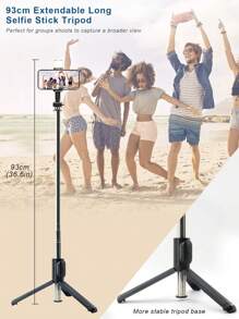 Perche à selfie sans fil de 93 cm/36,6 po de hauteur avec télécommande sans fil et éclairage de remplissage LED, convient à divers modèles de smartphones, diffusion en direct, photographie, assistant de voyage idéal compatible avec et Android pour les vacances d'été, les voyages, l'éclairage de remplissage, les activités de plein air, le trépied de diffusion en direct