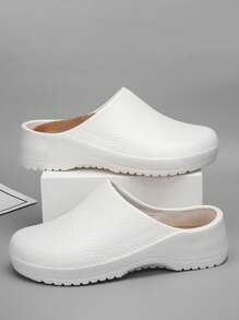 Plus Size Chef Work Mule Shoes, Waterproof Non-Slip Holey Shoes, Casual Kitchen Work Shoes, Chef Shoes For Food Service Restaurant, Non-Slip Anti-Oil Kitchen Shoes, Work Shoes - White - View 2