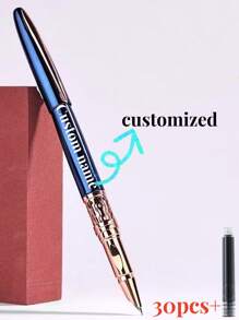 [Customized] 1pc Elegant & Fashionable Hollow Pen Barrel Ink Fountain Pen With 0.38mm Fine Nib, Smooth Writing, Refillable Ink Cartridge, Includes 30pcs Ink Cartridge Refills, 2.6mm Diameter, Perfect For Daily Writing, Calligraphy, Signature, Ideal As Personalized Gifts For Valentine's Day, Christmas, Back To School, Graduation, Father's Day, Teacher's Day, Thanksgiving - Multicolor - View 2