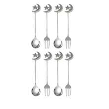 1/4/6/8pcs 304 Stainless Steel Crescent Moon & Star Dessert Spoons - Silver/Gold Cutlery, Tableware Set For Coffee, Holiday Gift