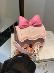 1pc Mini Girl Messenger Bag, Bow Bag, Bag Net Celebrity New Messenger Bag Cute Bow Shoulder Bag Versatile Princess Coin Purse, Childlike Cute, Daily Matching, Suitable For Shopping, Travel Daily Use.