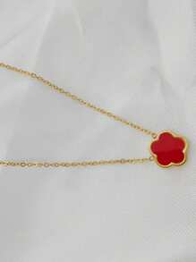 1 件不锈钢中东时尚双面五瓣花项链、手链、耳环套装，真空镀层，多功能设计，适合各种场合