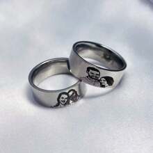 [Custom Order] 1pc 8mm Polished Stainless Steel Custom Engraved Ring For Men & Women, Personalized Photo/Image Engraved Jewelry Gift To Record Special Moments