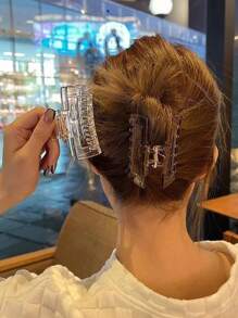 3pcs Women Clear Minimalist Casual Rectangle Hair Claw, For Decoration Claw Clips Hair Clips Hair Jaw Clip Hair Clamps Hair Clutch Hair Catcher Clip, School Stuff, College Fall Winter Hair Accessories For Women For Vacation Outfits Woman