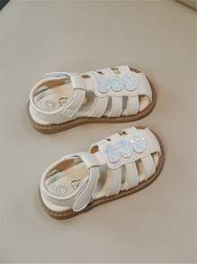 Toddler Girls' Sequin Decorated Closed-Toe Sandals, Hollow Out Beach Shoes For Princess, Fashion Summer New - Beige - View 3