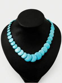 1pc Retro Turquoise Bohemian Unique Design Fashion Necklace - Turquoise - View 4