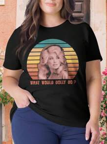 Dolly Parton 'Jolene' Metal Country Music Oversize Women T-Shirt For Women (Plus Size) - Black - View 1