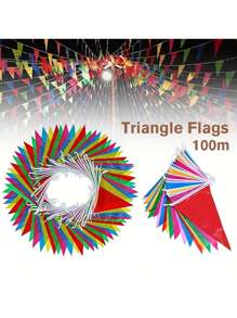 100M Multicolored Triangle Flags Bunting Party Banner Triangle Garland For Wedding Shop Street Decor Garden Decor