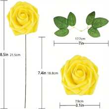 25pcs Artificial Flowers, Fake Flowers W/Stem For DIY Wedding Bouquets Centerpieces Arrangements Party Home Decorations - Yellow - View 7