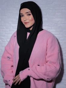 2pcs Simple Beanie Hat + Lightweight Chiffon Scarf Set, Suitable For Daily Use