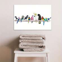 1 件，帆布挂画，带框装饰画，海报，墙壁艺术，迷人鸟类帆布艺术印刷品 - 笑翠鸟、鹦鹉和喜鹊，适用于家庭和办公室装饰 | 非常适合卧室、客厅、咖啡厅和酒吧、春季家居装饰