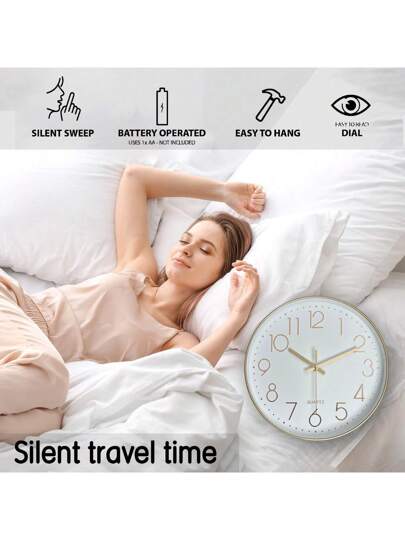 1pc 12 Inch Moderne Minimalist Goud 3D Plastic Glass Hang Silent Non Ticking Wand Clock, Living Room, Home, Kitchen, Bedroom, Office Outdoor Art, Friends (No Battery Included) Birthday Graduation Room Klok Bedroom Dormitory Back To School Surprise Home Supplies view 8