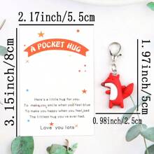 1st/2st Inspirerende Fox Hanger Sleutelhanger, Pocket Hug Card, Modieuze Dieren Thema Hanger, Stijlvol Cadeau Voor Beste Vriend, Verjaardag, Bruiloft, Kerstmis, Kleine Zakelijke Positieve Token, Feest Gunst