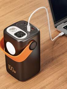 Batería externa portátil de 60000mAh para exteriores, batería portátil de gran capacidad y diseño moderno, carga rápida de 100W, compatible con laptops y teléfonos, función de iluminación LED - Negro - Ver 10