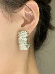 1 par de Pendientes de mujer con diseño geométrico metálico, joyería gruesa para fiesta y viaje
