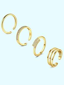 4Pcs Stainless Steel Toe Rings For Women Adjustable Toe Ring Set Simple Cute Thin Band Beach Summer Foot Jewelry Golden Silvery Rose Golden