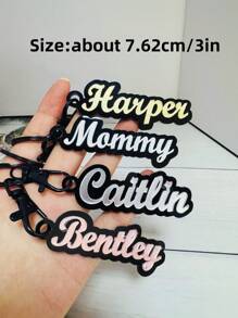 1 chaveiro de acrílico personalizado faça você mesmo, chaveiro personalizado com nome em inglês de camada dupla, chaveiro de acrílico personalizado com nome, pingente de letra personalizado para bolsas, presente para mulheres - Chaveiro preto - Ver 11